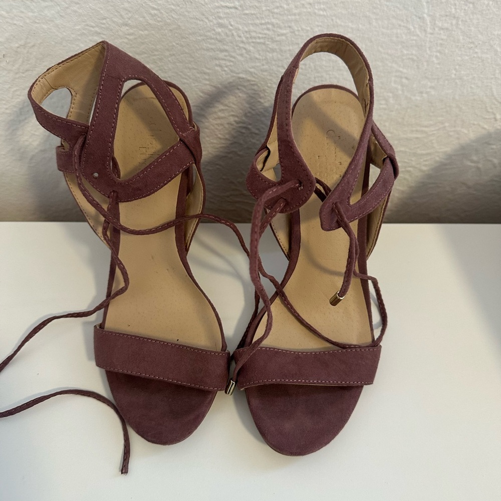 Purple lace up heels